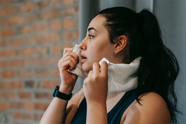 A young woman after a workout